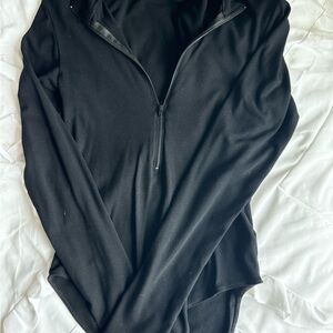 Black Quarter-Zip bodysuit